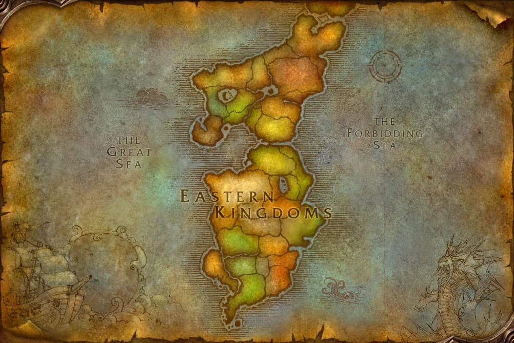 Map of Eastern Kingdoms from the beta client
