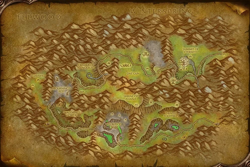 Map of Mount Hyjal from the beta client