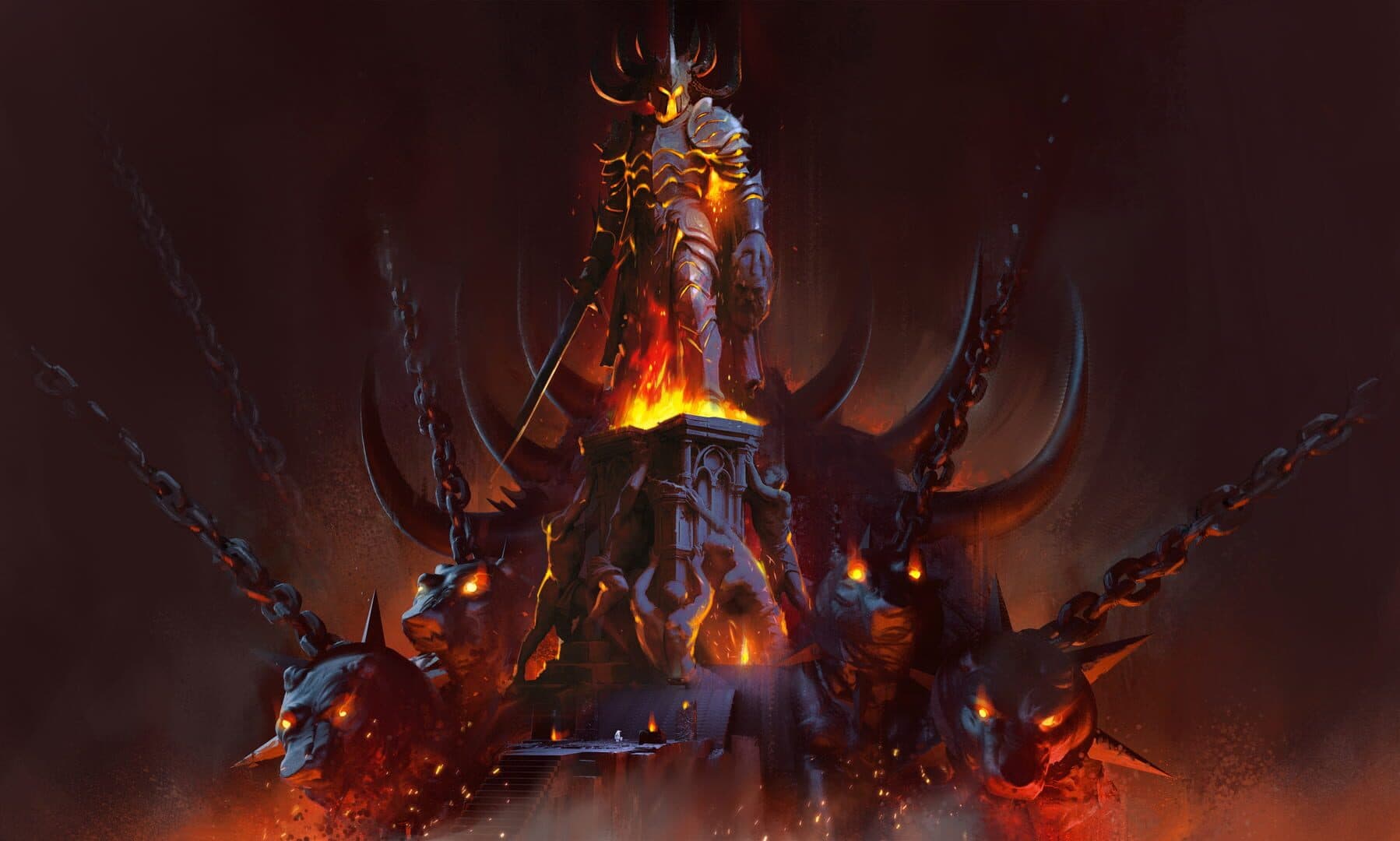 A fortress wreathed in red fire